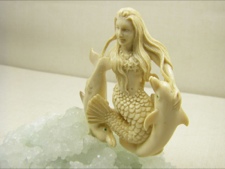 Fossil Ivory Mermaid on Natural Crystal Cluster