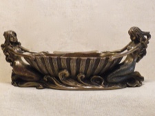 Cold Cast Bronze Double Mermaids and Shell Bowl