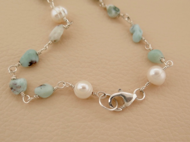 Larimar and Pearls - Click Image to Close