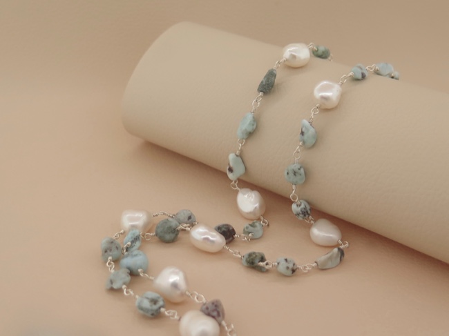 Larimar and Pearls - Click Image to Close