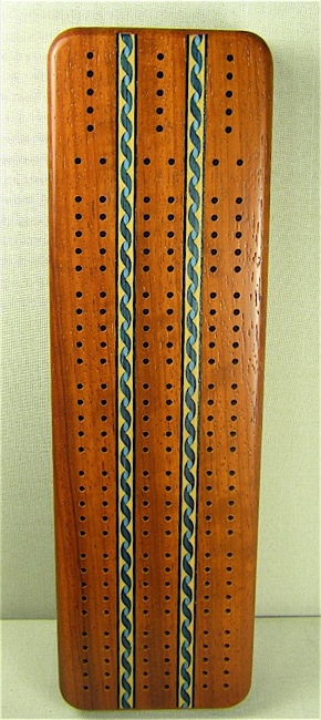 Wood Inlaid Cribbage Board African Paduak - Click Image to Close