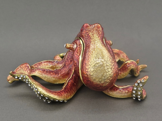 Enamel Box - Octopus with Austrian Crystals - Click Image to Close