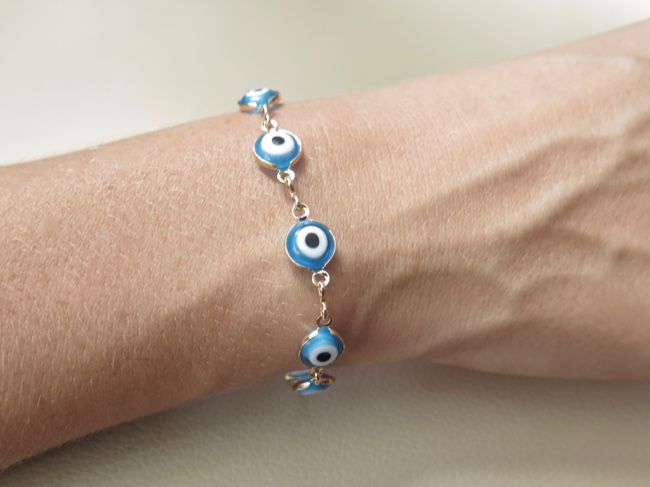 Eye Bead Linked Bracelet - Click Image to Close