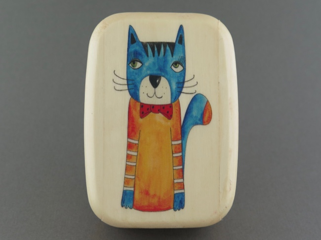 Secret Box - Colorful Cat - Aspen Hardwood - Click Image to Close