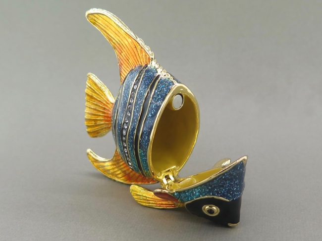 Enamel Box - Tropical Fish with Austrian Crystals - Click Image to Close