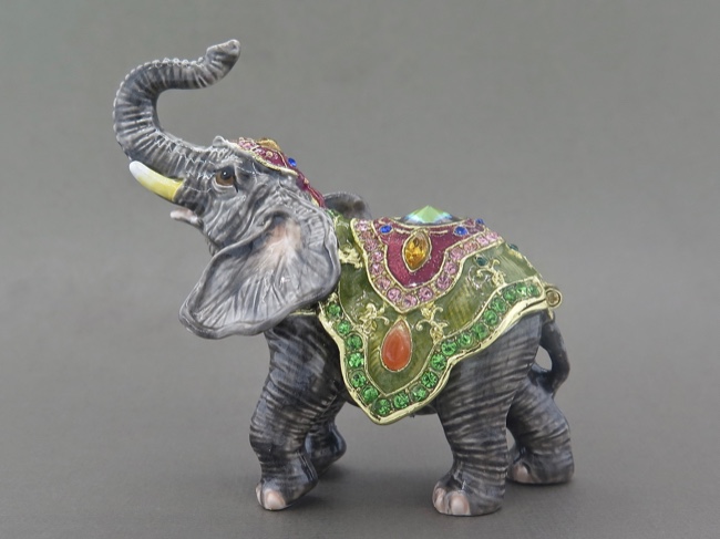Enamel Box - Elephant with Austrian Crystals - Click Image to Close