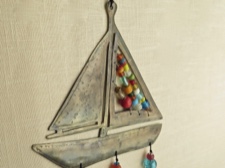 Iron Sailboat Chime with Colorful Beads