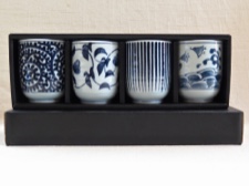 4 Piece Teacup Set Traditional Japanese