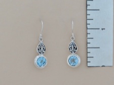 Blue Topaz Round Dangles