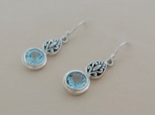 Blue Topaz Round Dangles