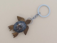 Wooden Sea Turtle and Limpet Shell Keyring