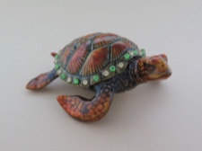 Enamel Box - Sea Turtle with Austrian Crystals