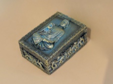 Golden Teal Protection Buddha Hinged Box