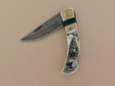 Linda Layden Handmade Scrimshaw Damascus Knife