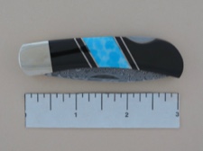 Larimar Trustone Damascus Steel Pocketknife