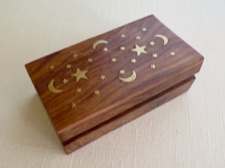 Moon and Stars Brass Inlay Wooden Box