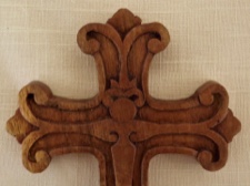 Handcarved Celtic Cross in Fleur de Lis Motif