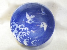 4 Piece Bowl Set with Crane Motif from Japan
