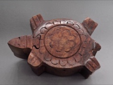 Handcarved Rosewood Puzzle Box - Turtle