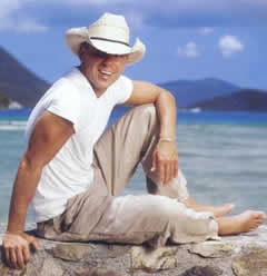 Kenny Chesney on Annanberg Beach on St. John U.S. Virgin Islands wearing his St. John Hook Bracelet