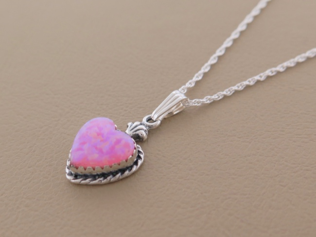 Opal Heart Necklace - Click Image to Close