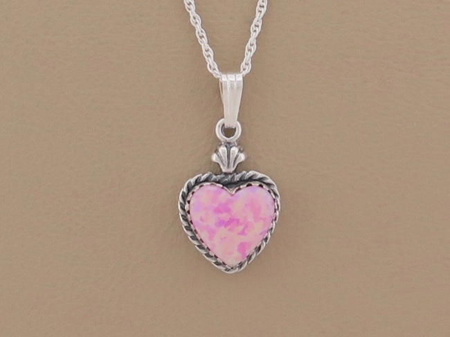 Opal Heart Necklace - Click Image to Close