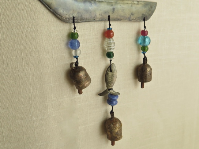 Iron Sailboat Chime with Colorful Beads - Click Image to Close
