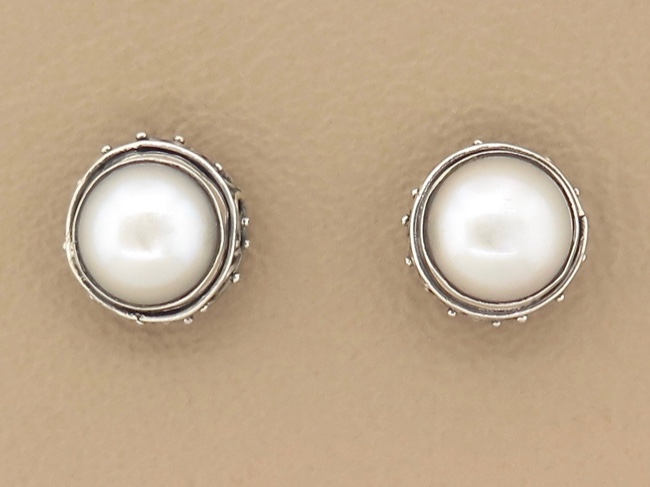 Pearl Post Earrings - Click Image to Close
