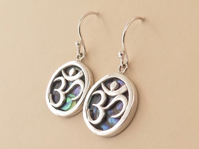 Abalone Om Earrings - Click Image to Close