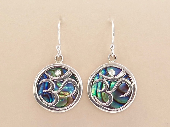 Abalone Om Earrings - Click Image to Close