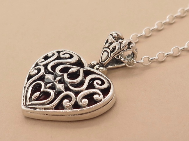 Sterling Ornate Heart - Click Image to Close