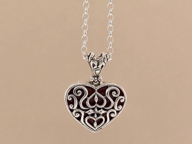 Sterling Ornate Heart - Click Image to Close
