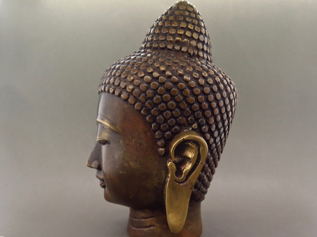 Bronze Shakyamuni Buddha Head for Meditation - Click Image to Close