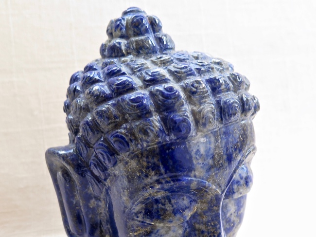 Buddha Head Lapis Lazuli Stonecarving India - Click Image to Close