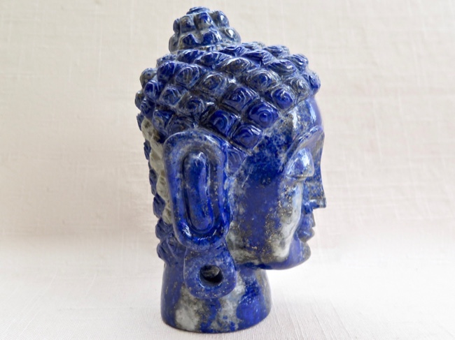 Buddha Head Lapis Lazuli Stonecarving India - Click Image to Close
