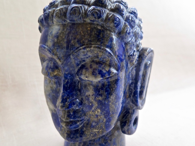 Buddha Head Lapis Lazuli Stonecarving India - Click Image to Close