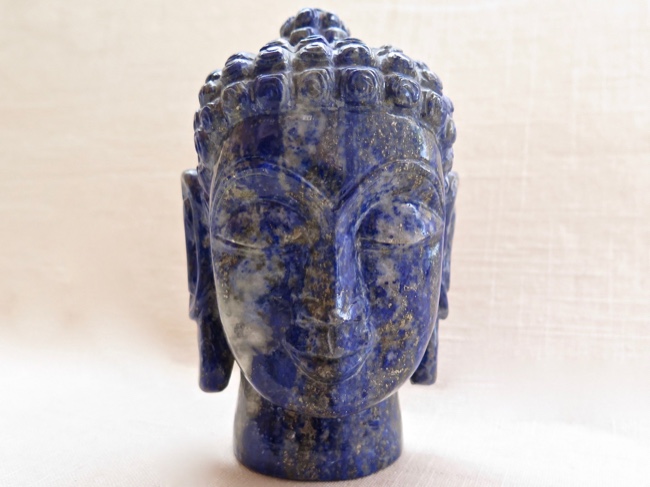 Buddha Head Lapis Lazuli Stonecarving India - Click Image to Close