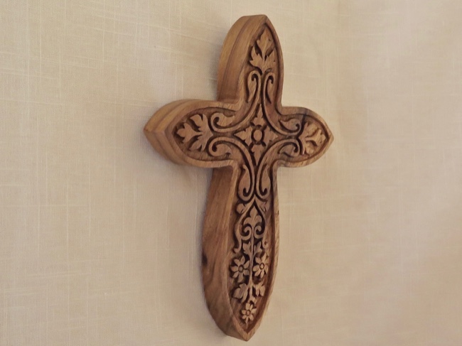 Celtic Cross Handcarved of Raintree Wood - Click Image to Close