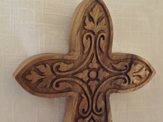 Celtic Cross Handcarved of Raintree Wood - Click Image to Close