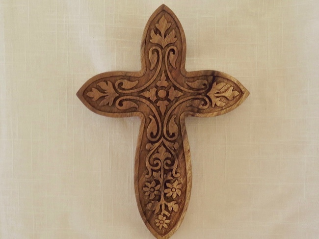 Celtic Cross Handcarved of Raintree Wood - Click Image to Close