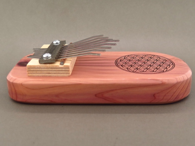 Handcrafted Cedar Board Kalimba Flower of Life - Click Image to Close