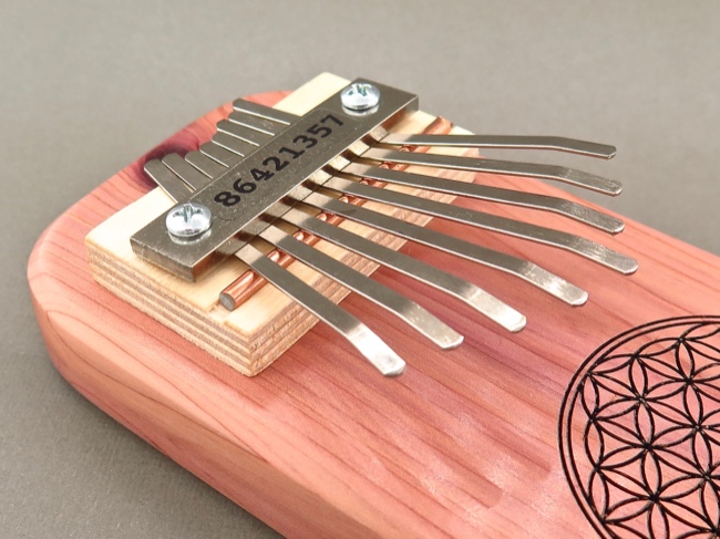 Handcrafted Cedar Board Kalimba Flower of Life - Click Image to Close
