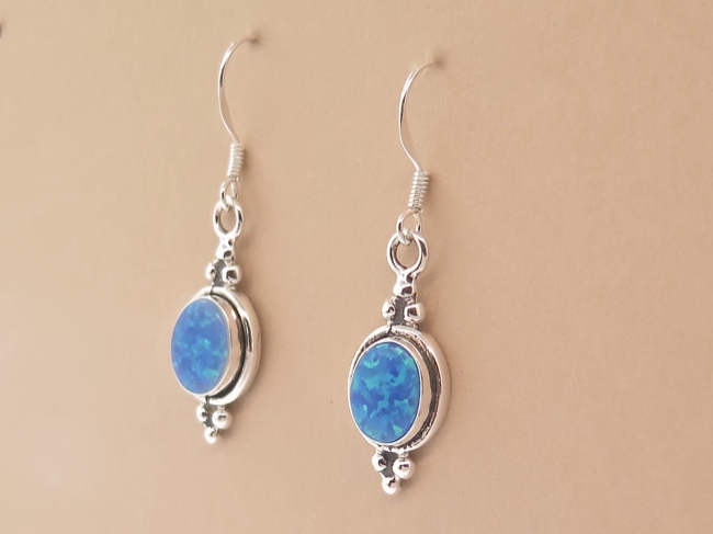 Opal Oval Earrings - Click Image to Close