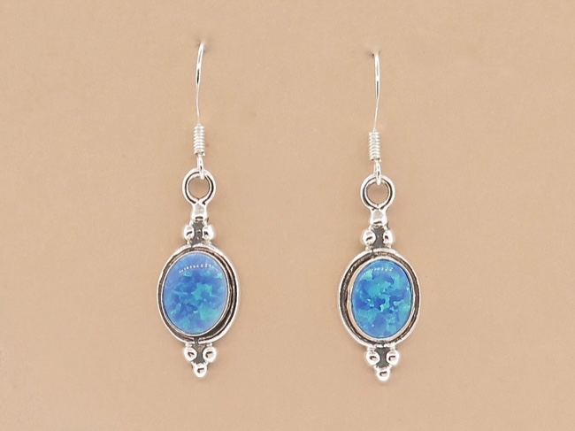Opal Oval Earrings - Click Image to Close