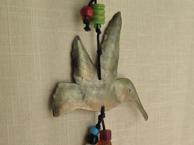 Hummingbird Chime with Handmade Beads from India - Click Image to Close