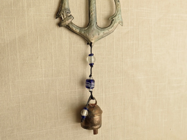 Iron Anchor with Blue Beads and Nano Bell - Click Image to Close
