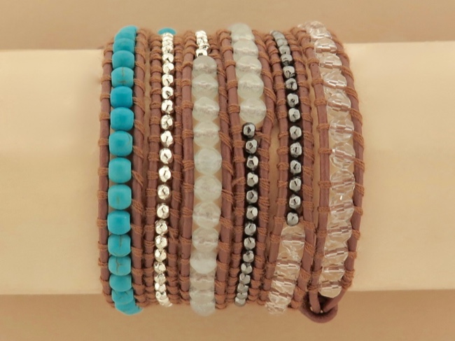 Beaded Leather Wrap - Click Image to Close