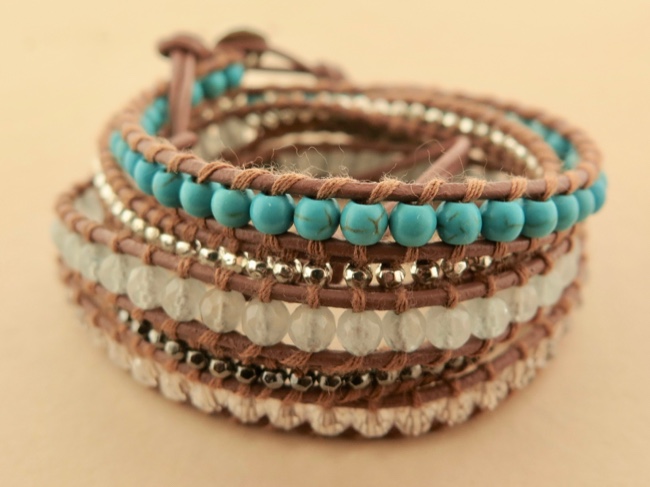 Beaded Leather Wrap - Click Image to Close