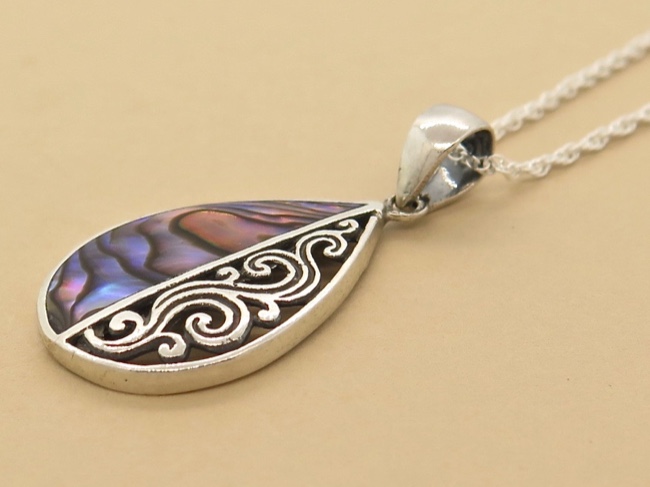 Abalone Tear Necklace - Click Image to Close