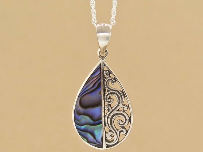 Abalone Tear Necklace - Click Image to Close